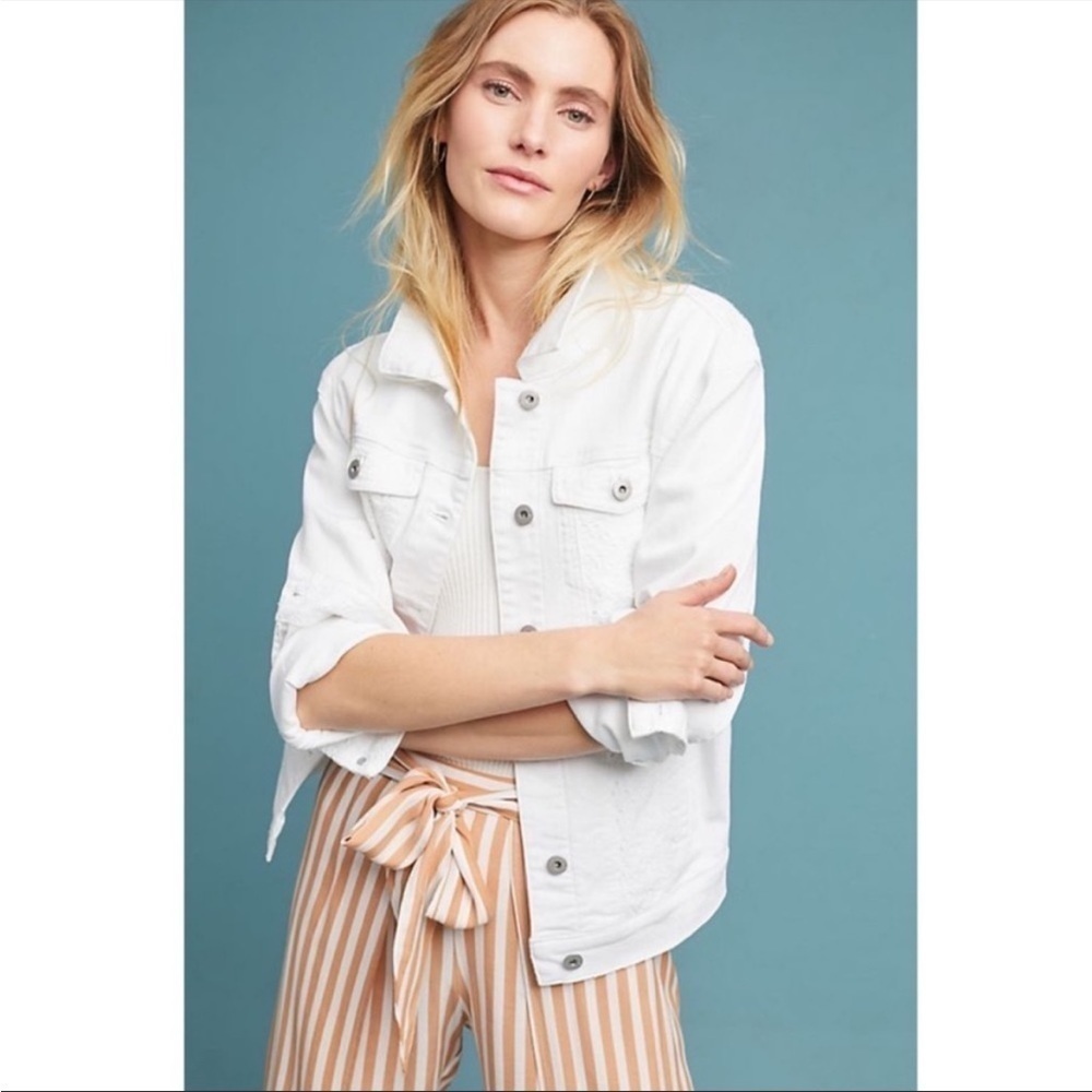 Pilcro & The Letterpress- White Eyelet Jean Jacket M